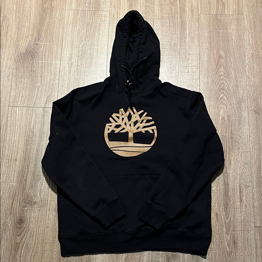 Men’s Timberland Black Hoodie with Brown Logo Size L